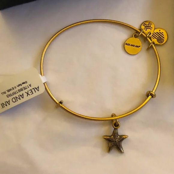 Alex & Ani Starfish Bangle In Rafaelian Gold Finish NWT & Original Box - Picture 2 of 10